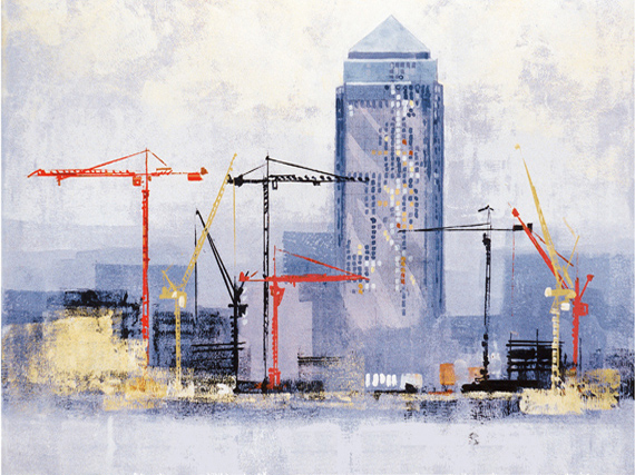 CANARY WHARF AND CRANES