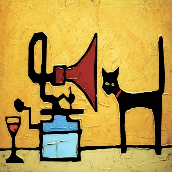 CAT AND GRAMOPHONE card