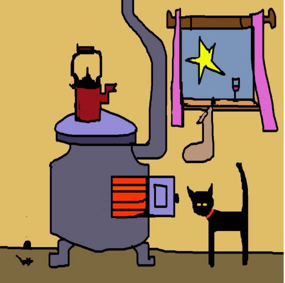 CAT AND STOVE card